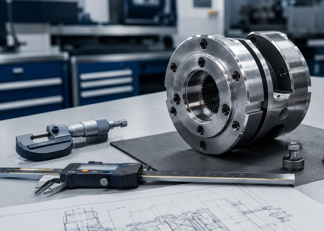Digital caliper inspection of a marine drivetrain component